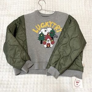 Luckytry kids khaki light padded cut line sweatshirt